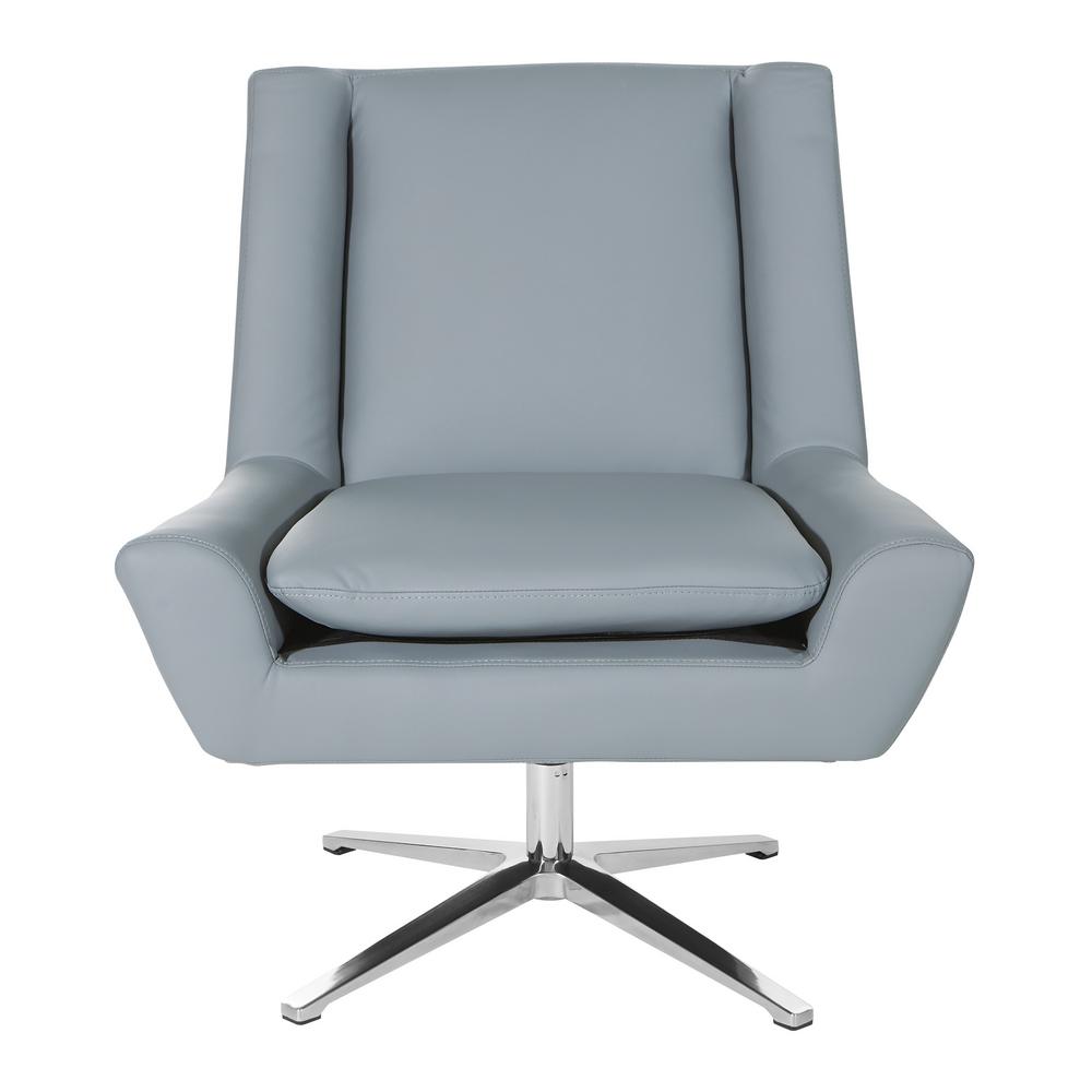Office Star Products Grey Faux Leather and Aluminum Base Swivel Guest