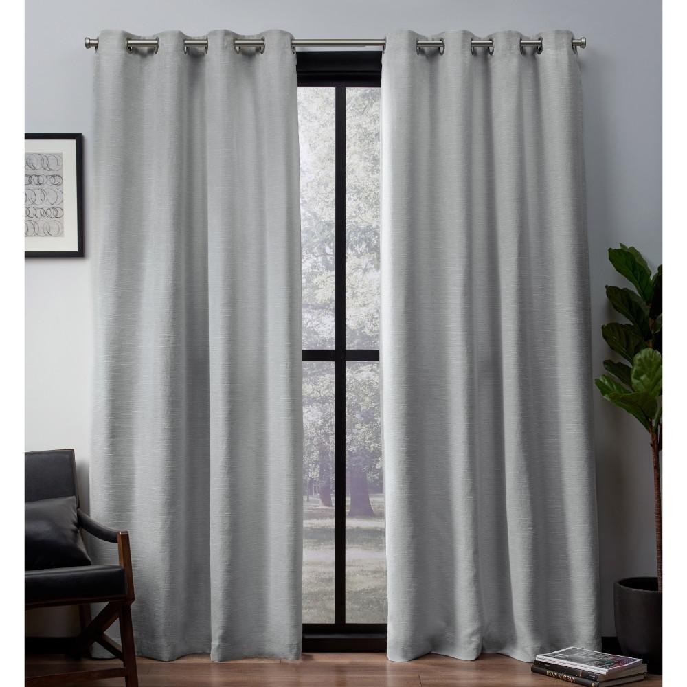 Leeds Dove Grey Textured Slub Woven Blackout Grommet Top Window Curtain