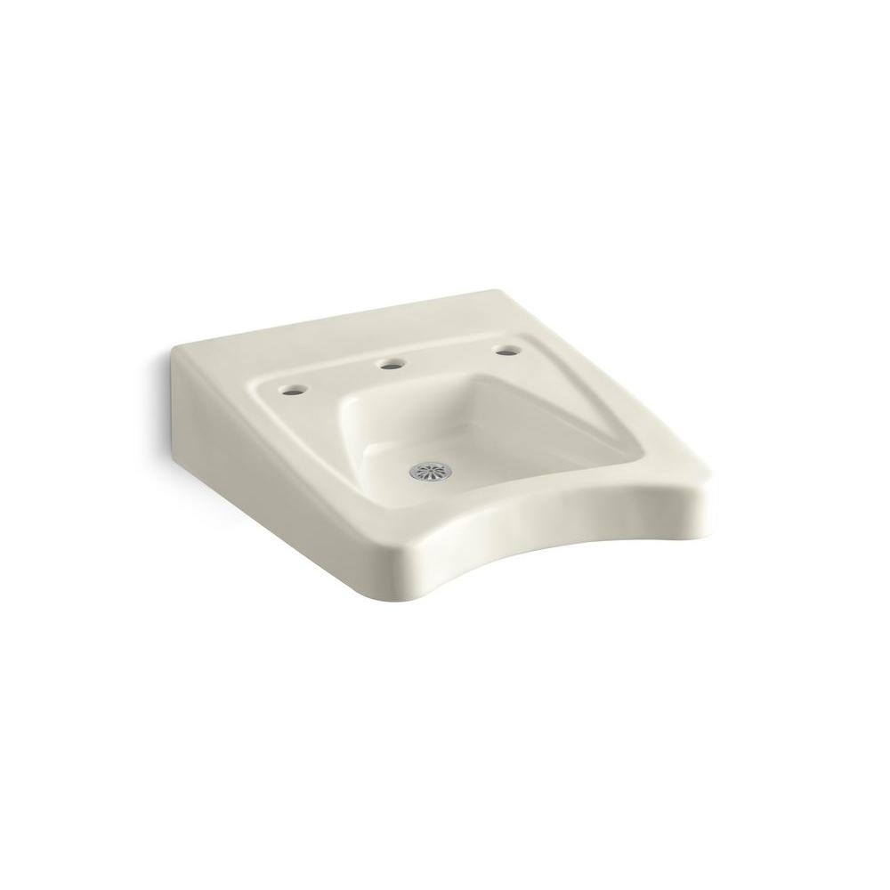 KOHLER Morningside Wall-Mounted Vitreous China Bathroom Sink in Biscuit ...