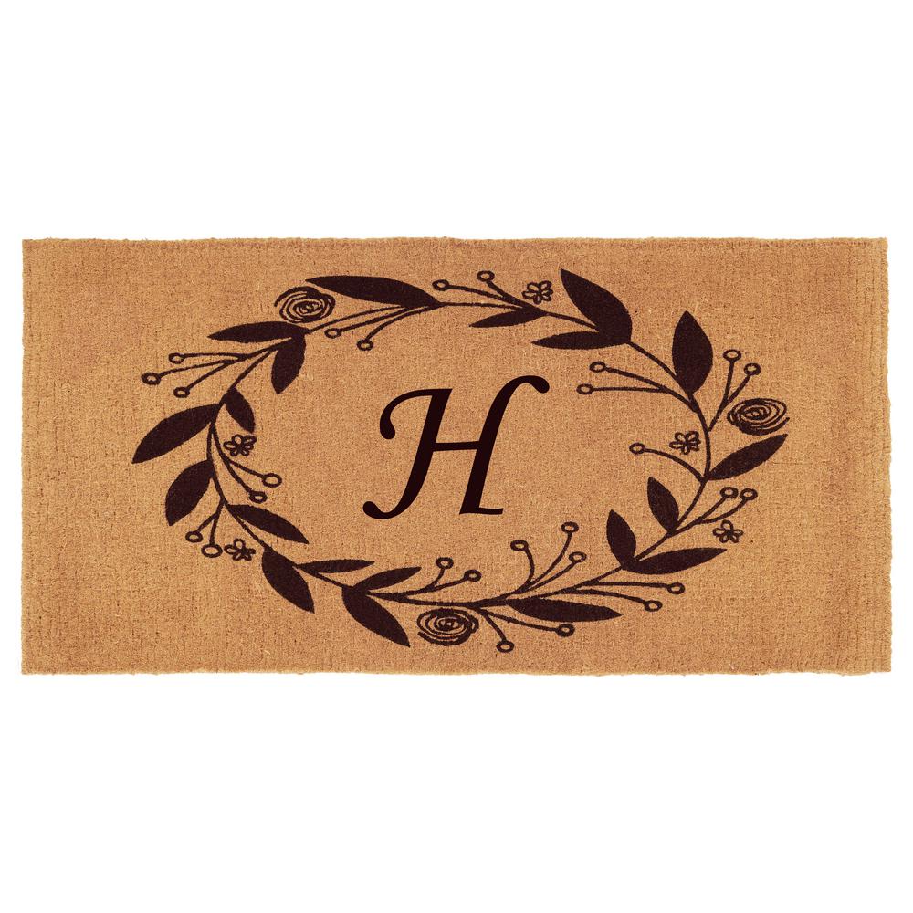 Home & More Black Rose 36 in. x 72 in. Monogram H Door Mat103363672H