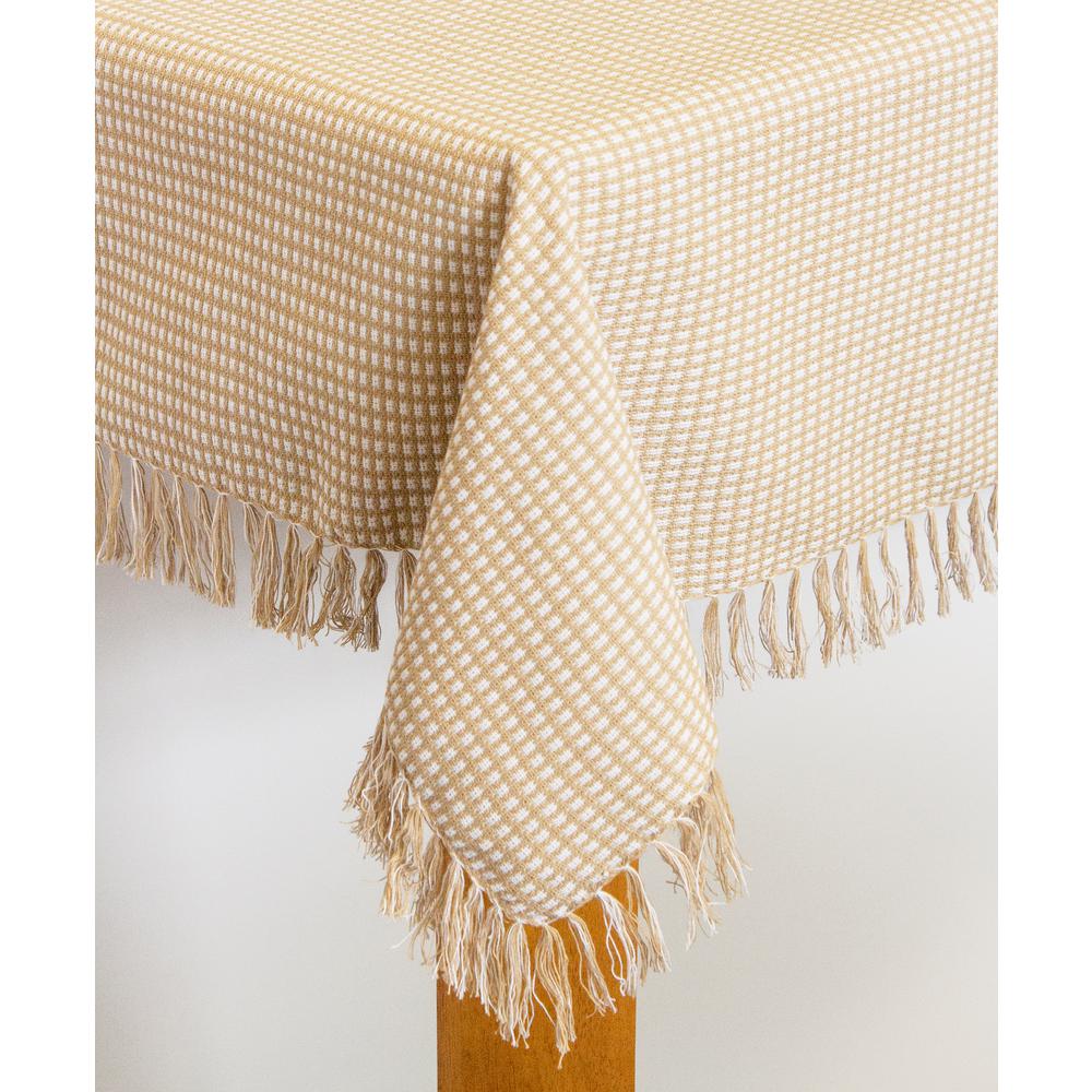 Lintex Homespun Fringed 60 in. x 120 in. Ecru 100 Cotton Tablecloth