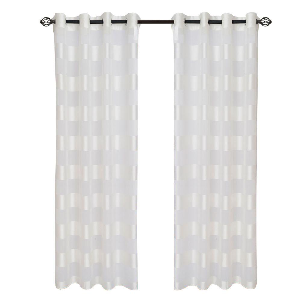 Lavish Home White Sofia Grommet Curtain Panel 108 In Length 63