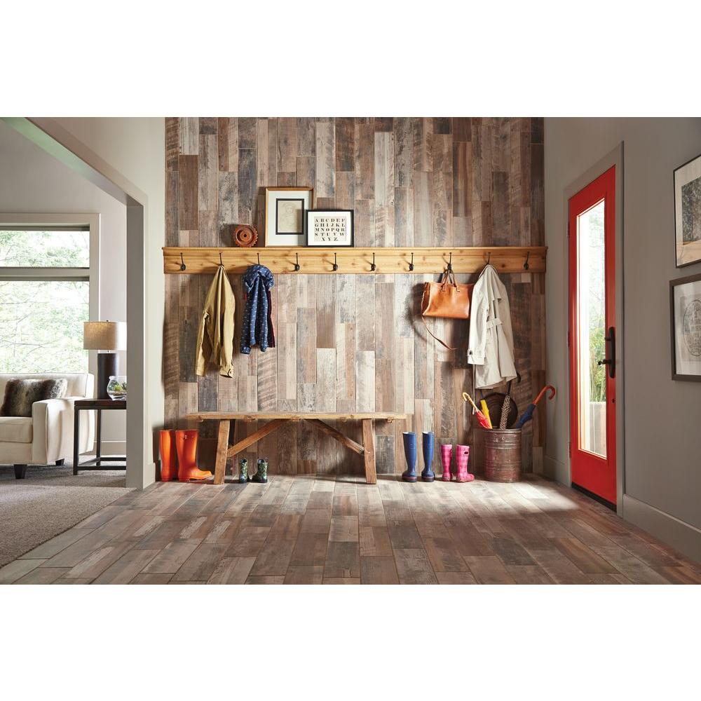 Marazzi Montagna Wood Weathered Gray 6 In X 24 Porcelain Floor Marazzi Montagna Wood Weathered Gray 6 In X 24 Porcelain Floor And Wall Tile 14 53 Sq Ft Case Uls2624hd1pr The Home Depot