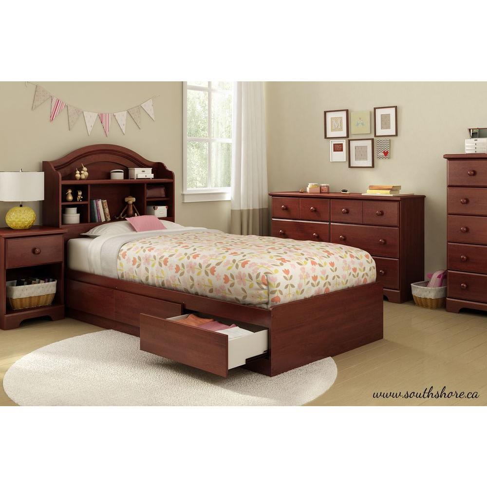 Storage Twin Beds Headboards Bedroom Furniture The Home Depot Summer Breeze 3 Drawer Royal Cherry Twin Size Storage Bed