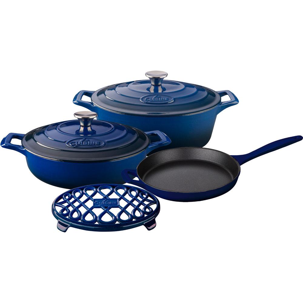 La Cuisine 6Piece Enameled Cast Iron Cookware Set with Saute, Skillet