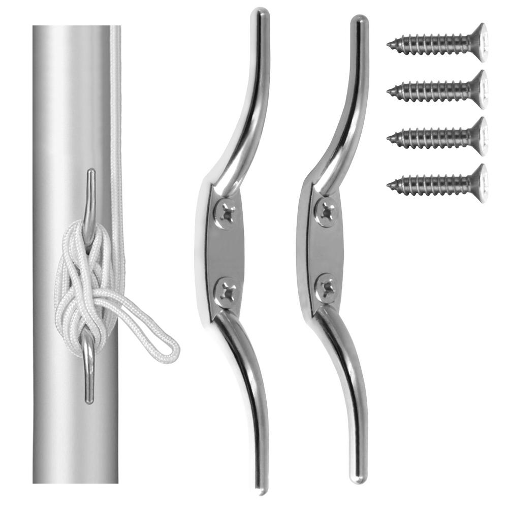 ANLEY 6 in. Silver FlagPole Cleat Hook NonRusting Rope Cleat