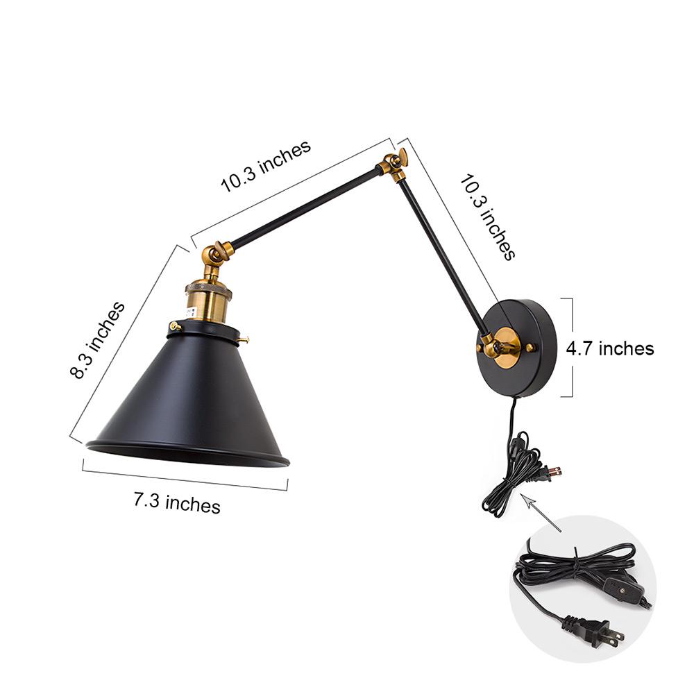 Lnc 1 Light Black Swing Arms Wall Sconce A02246 The Home Depot