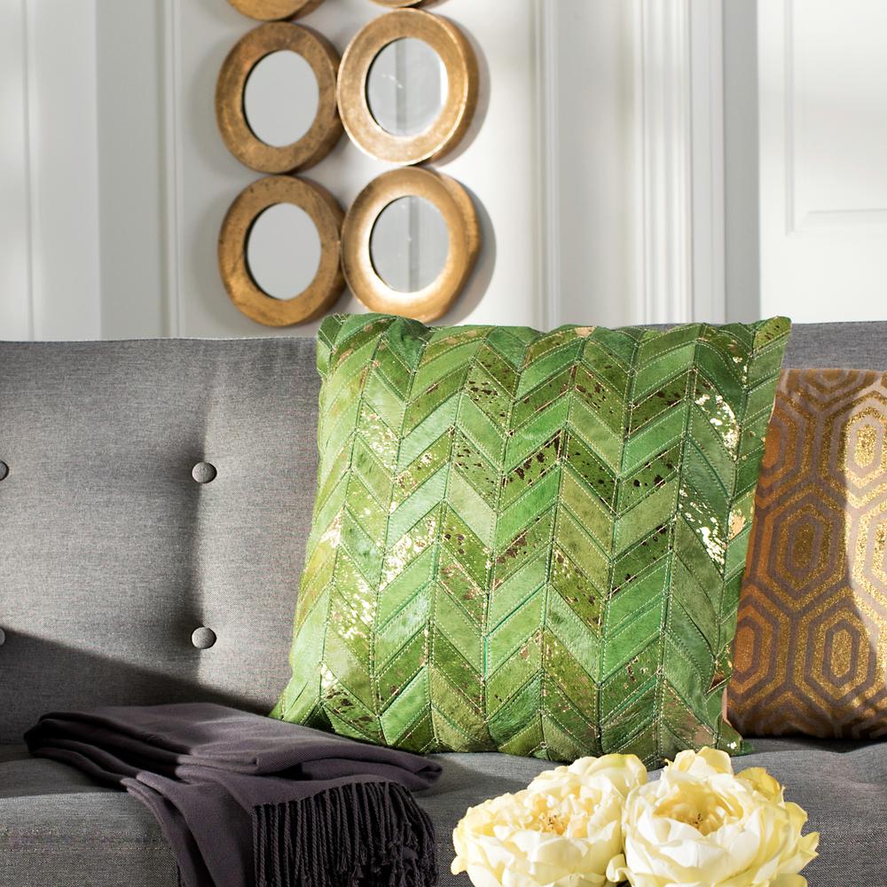 Safavieh Ezla Olive Green And Copper Striped Cowhide Polyester 20