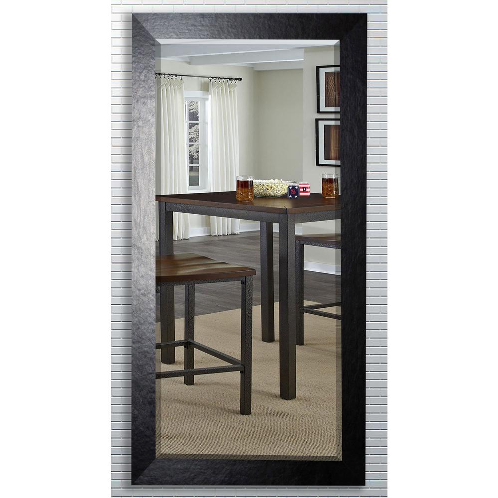 31 In X 71 Black Wide Leather Beveled Oversized Full Body Mirror