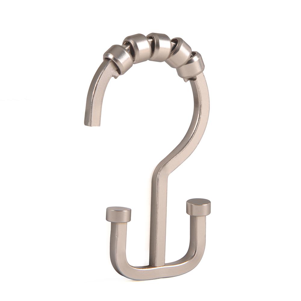 Utopia Alley Square Double Roller Shower Hook in Brushed Nickel by Utopia Alley
