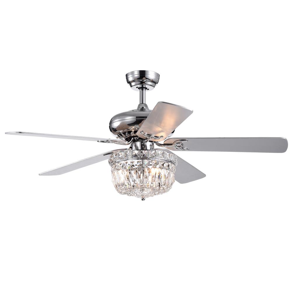 Galileo 52 In Chrome Crystal Bowl Shade Ceiling Fan With Light Kit And Remote Control