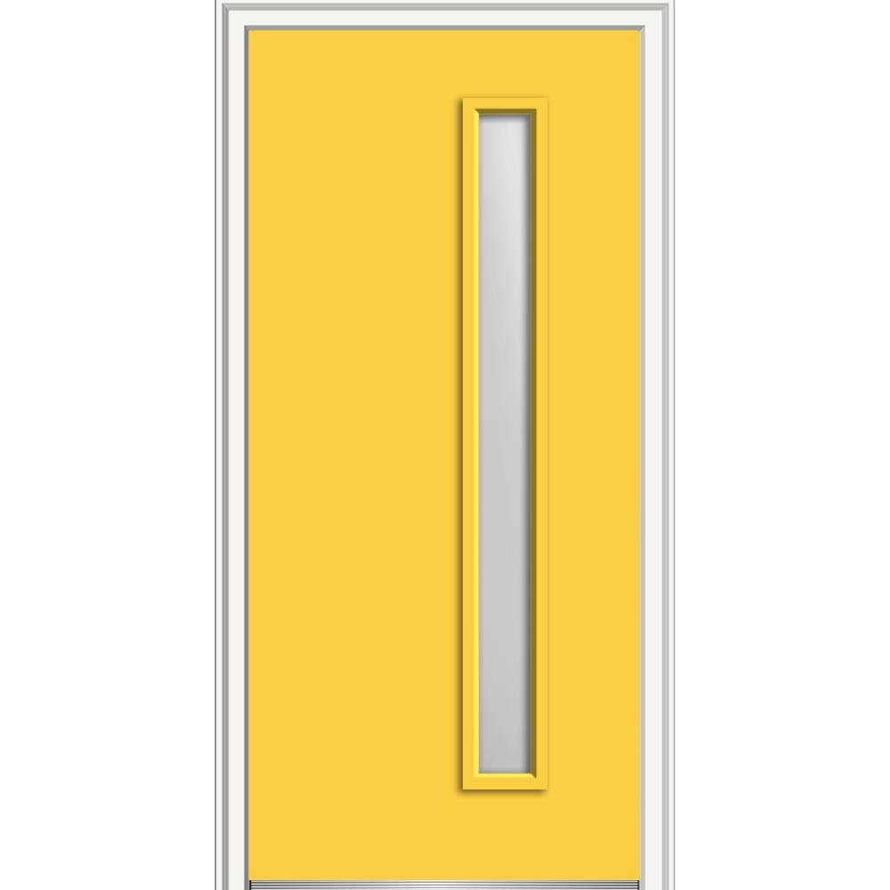 MMI Door 30 in. x 80 in. Frosted Glass RightHand 1Lite Hinge Side