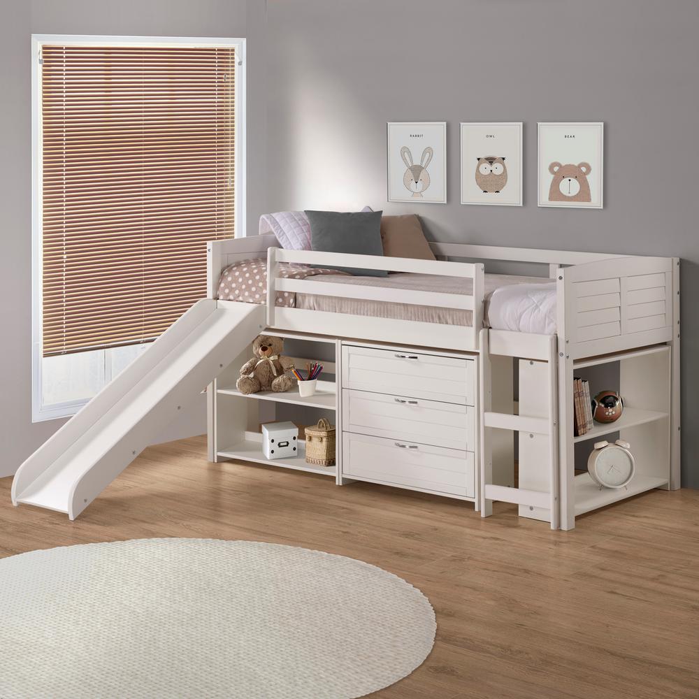 twin low loft bed with slide