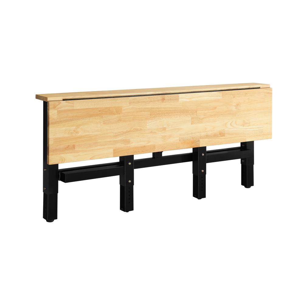 Husky 6 ft. Folding Adjustable Height Solid Wood Top Workbench