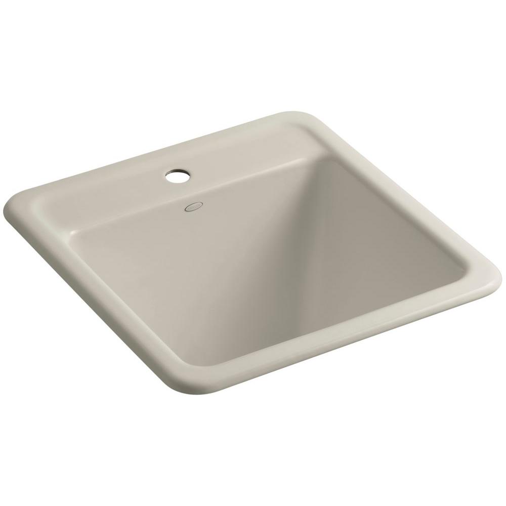 KOHLER Park Falls 22 In X 21 In Cast Iron Drop In Undermount Utility   Sandbar Kohler Utility Sinks K 19022 1 G9 64 300 