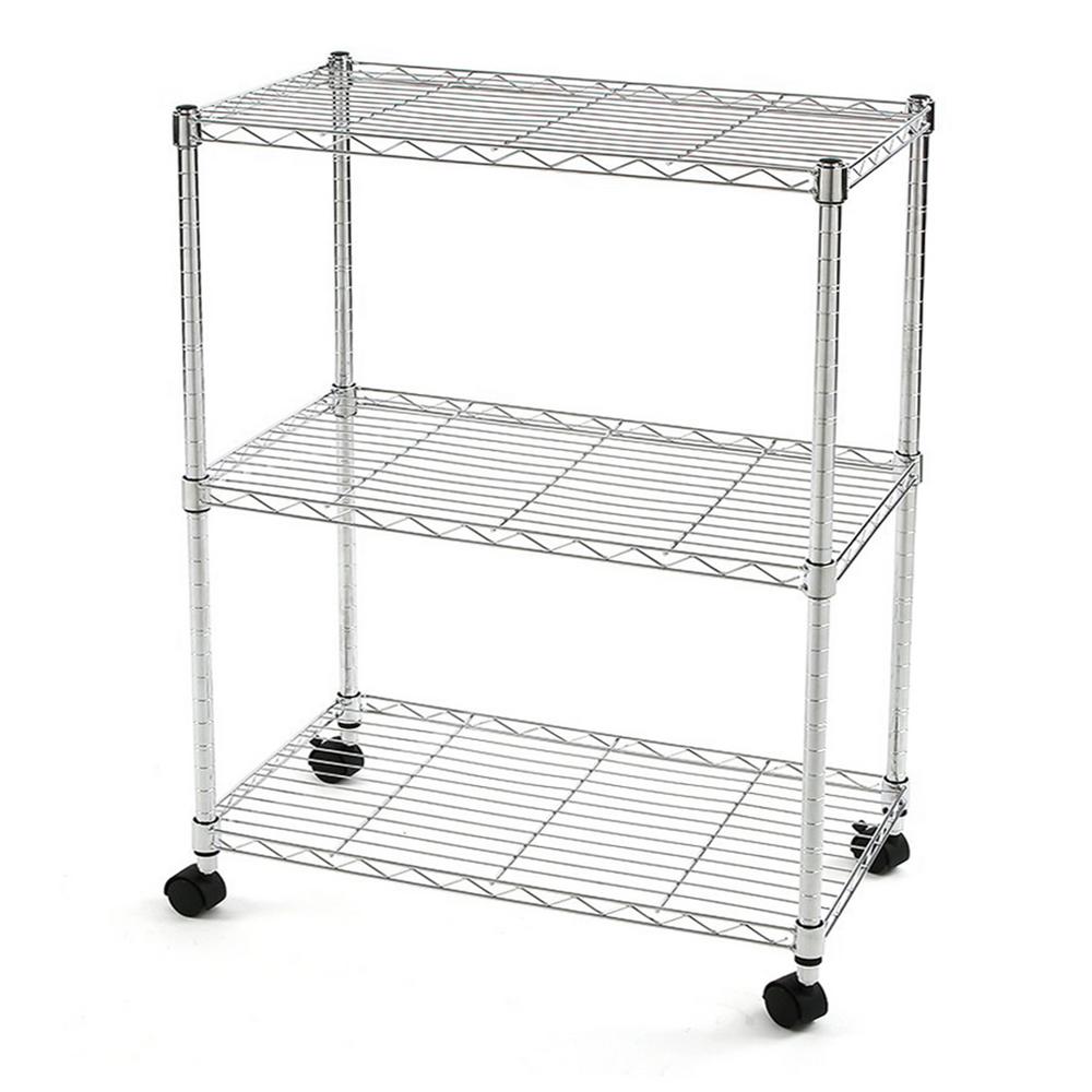 Excel 28 In H X 24 In W X 14 In D 3 Tier Wire Chrome Steel With   Chrome Excel Garage Shelving Units Es 241428cw 64 300 