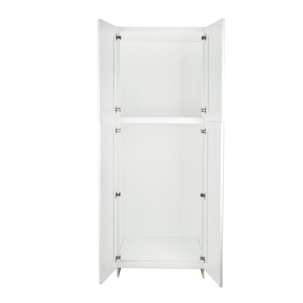 Plywell Ready To Assemble 30x96x24 In Shaker 4 Door Wall Pantry