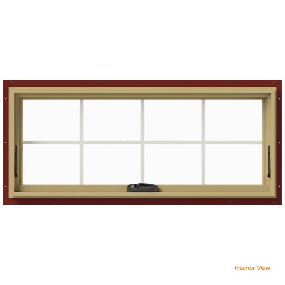 JELD WEN 48 In X 20 In W 2500 Series Red Painted Clad Wood Awning