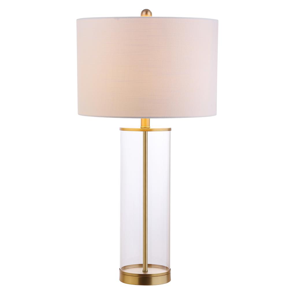 glass and brass table lamp