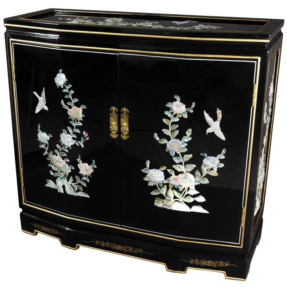 Oriental Furniture Oriental Furniture Black Lacquer Floral Design