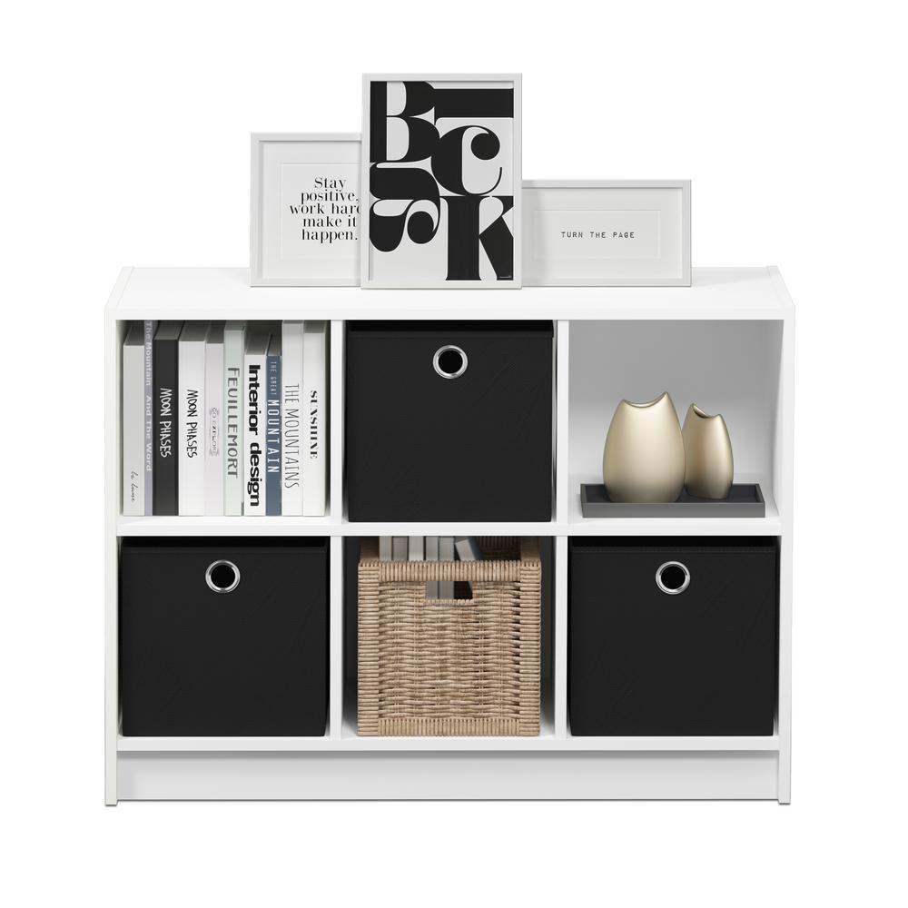 Furinno 23 6 In White Black Wood 3 Shelf Cube Bookcase With