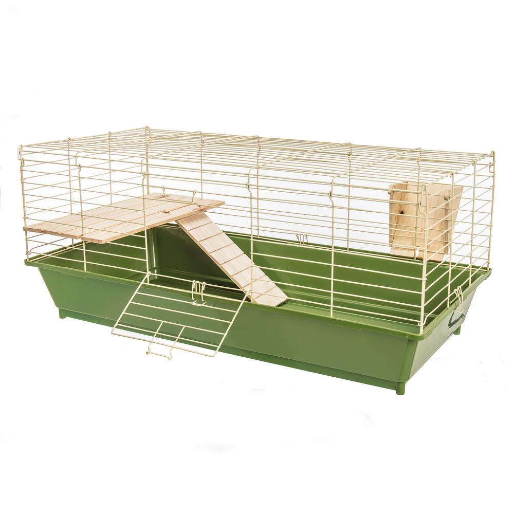 Rabbit Cage with Wooden Shelf and Ramp 