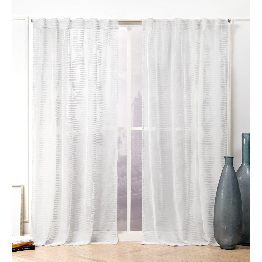 Nicole Miller Odense Silver Sheer Hidden Tab Top Curtain Panel 54 In W X 84 In L 2 Panel