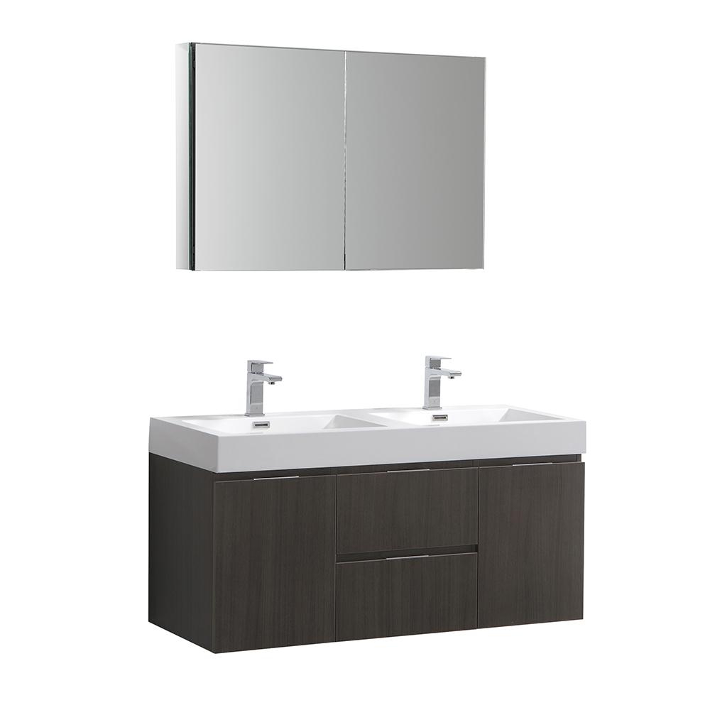 Fresca Valencia 48 In W Wall Hung Vanity Gray Oak With Acrylic W Wall Hung Vanity In Gray Oak With Acrylic Double