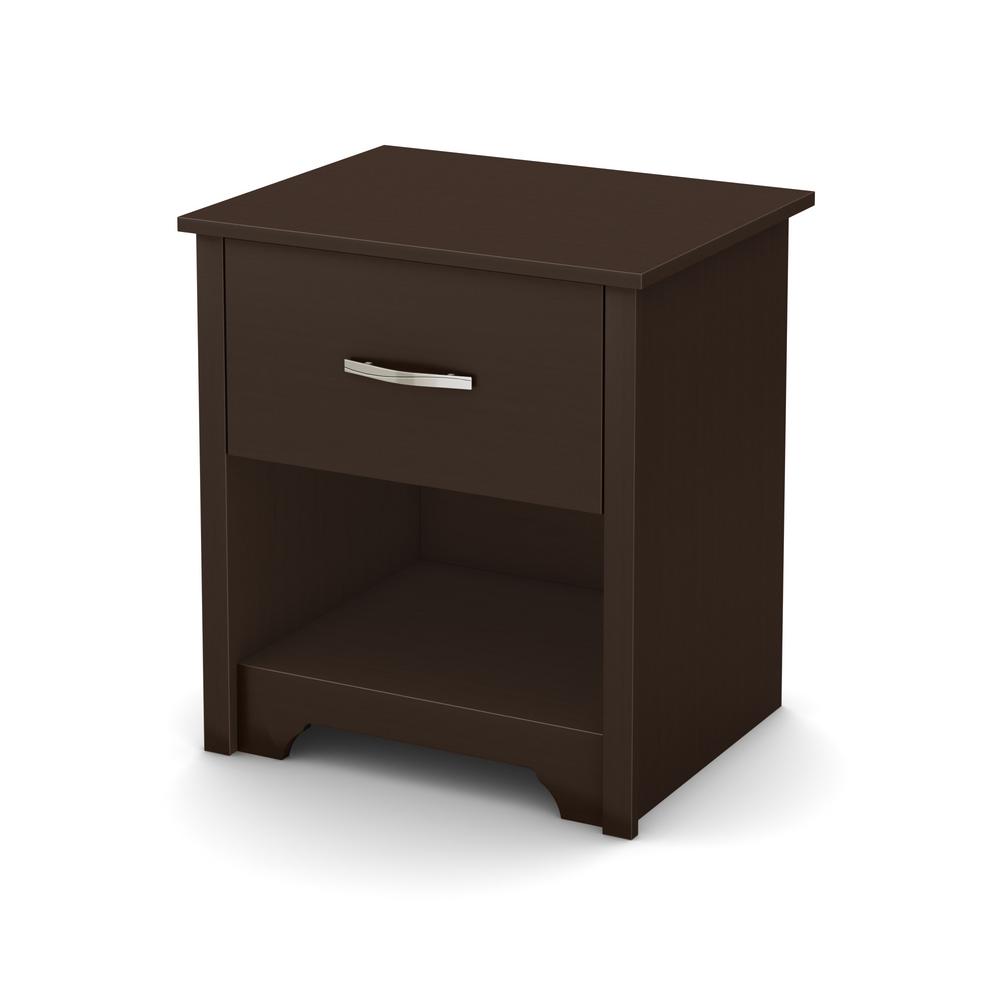 South Shore Fusion 1 Drawer Chocolate Nightstand 9006062 The Home Depot