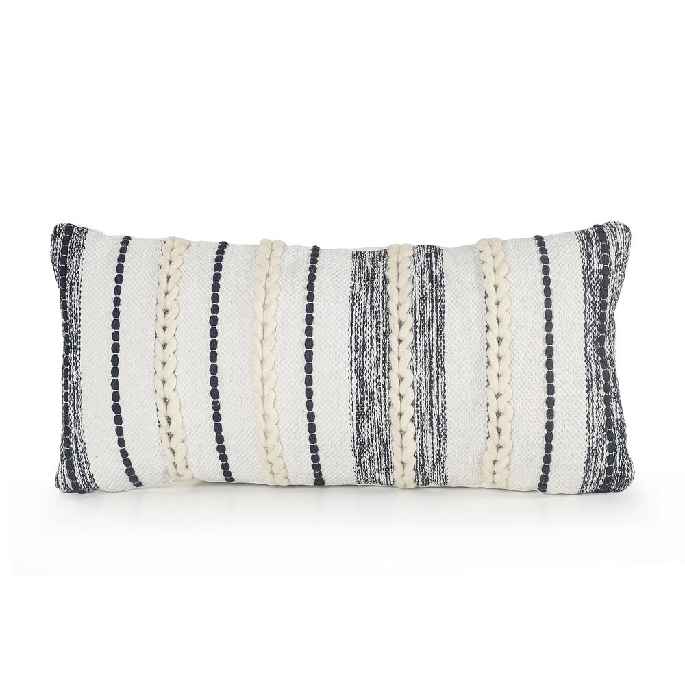 Lr Home Braided White Navy 14 In X 28 In Contemporary Throw