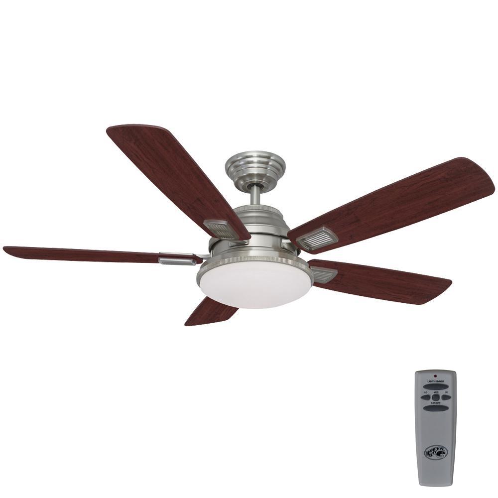 Hampton Bay Latham 52 In Led Indoor Brushed Nickel Ceiling Fan With Hampton Bay Latham 52 In Led Indoor Brushed Nickel Ceiling Fan With Light Kit And