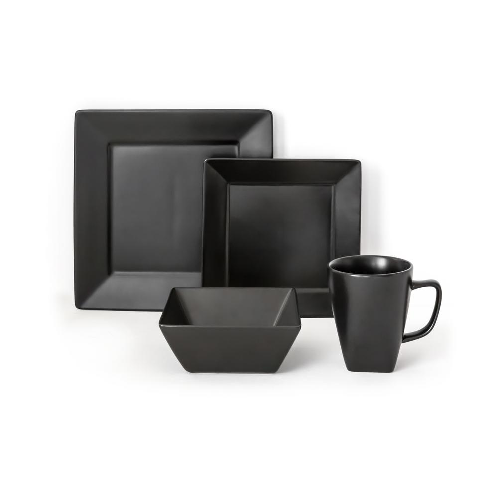Over and Back Quad 16Piece Black Dinnerware Set812257 The Home Depot