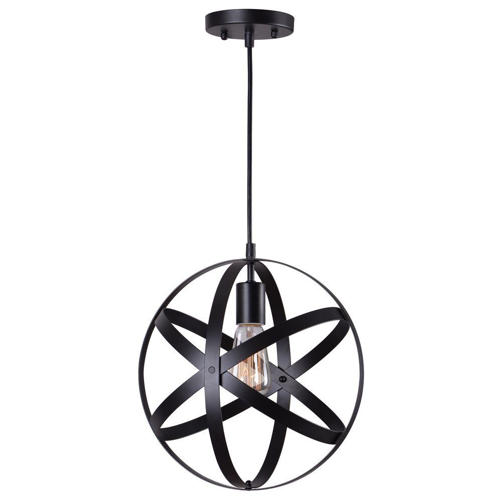 Home Decorators Collection Orbit 1 Light Black Mini Pendant With Black Metal Strap Design Hdp12107orb The Home Depot