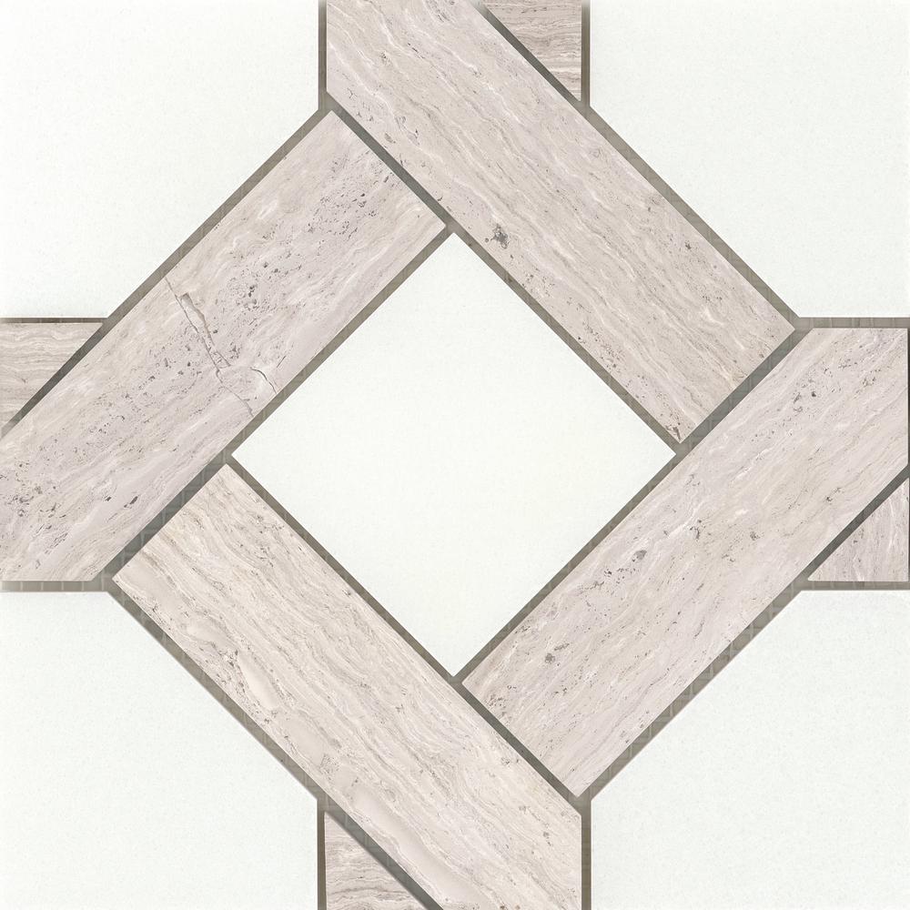 Emser Alluro Cream 9.02 in. x 9.02 in. Basketweave Polished Marble Mosaic Tile (0.564 sq. ft./Each), Ivory