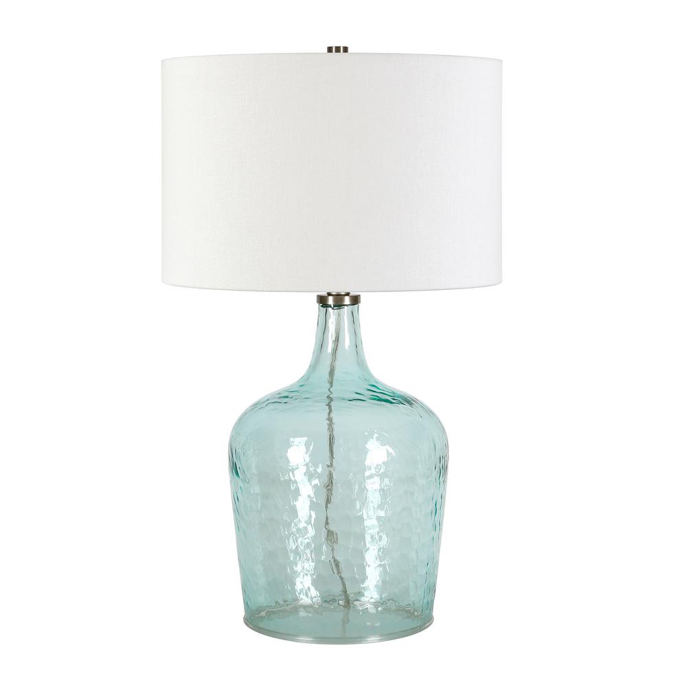 Meyer&Cross Casco 24 in. Blue Glass Table Lamp with Brushed Nickel Accents