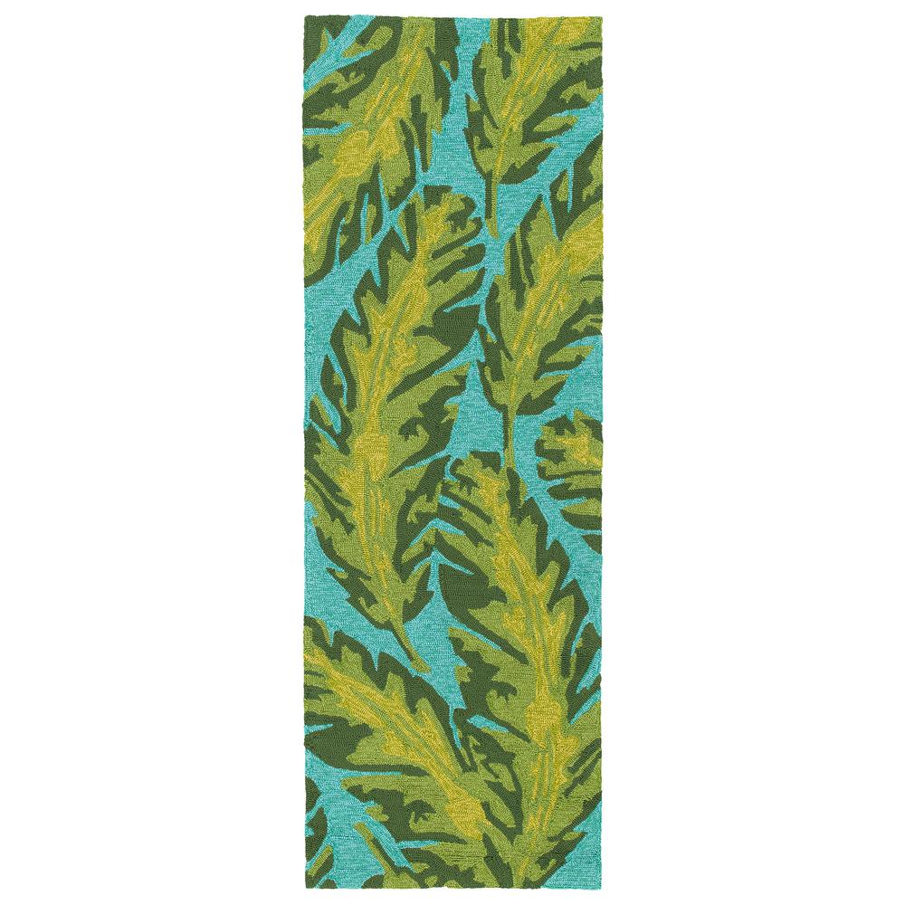 Homefires Ocean Waves Blue 2 ft. 2 in. x 5 ft. Indoor/Outdoor RunnerPP