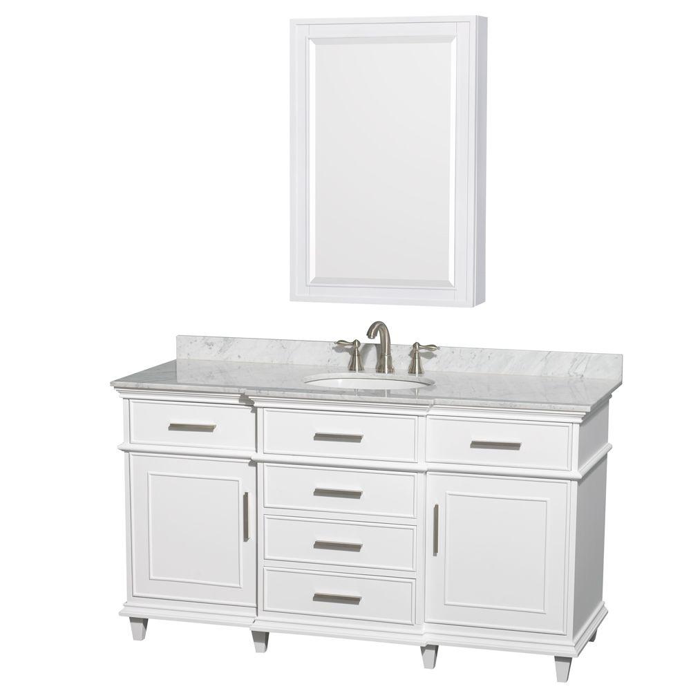 Wyndham Collection Berkeley 60 In Vanity In White With Marble