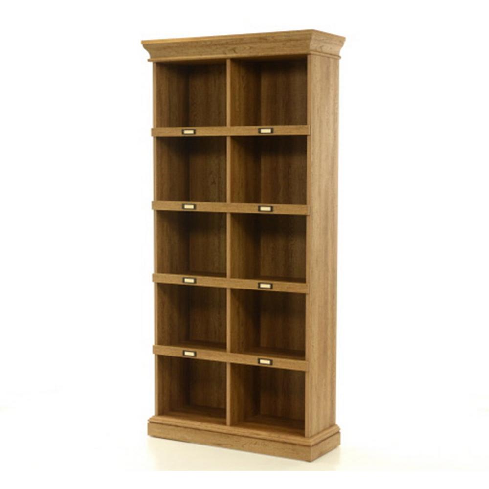 Sauder Barrister Lane Scribed Oak Open Bookcase