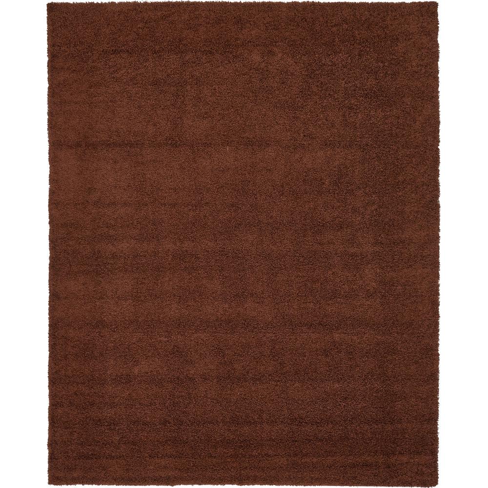 Unique Loom Solid Shag Chocolate Brown 12 ft. 2 x 15 ft. Rug3136088