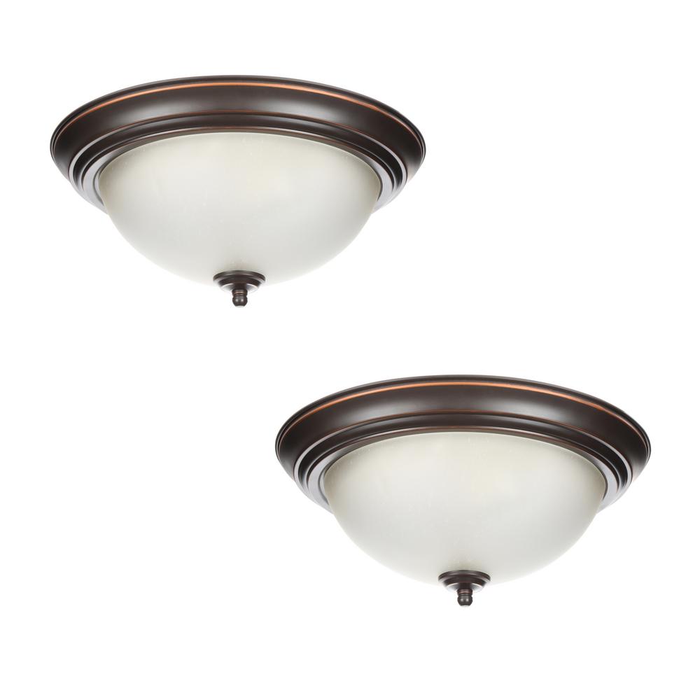 Hampton Bay Flaxmere 118 In Brushed Nickel Led Flush Mount Ceiling Light With Frosted White