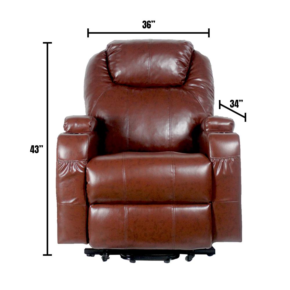 Faux Leather Brown Power Lift Recliners Living Room Furniture The Home Depot