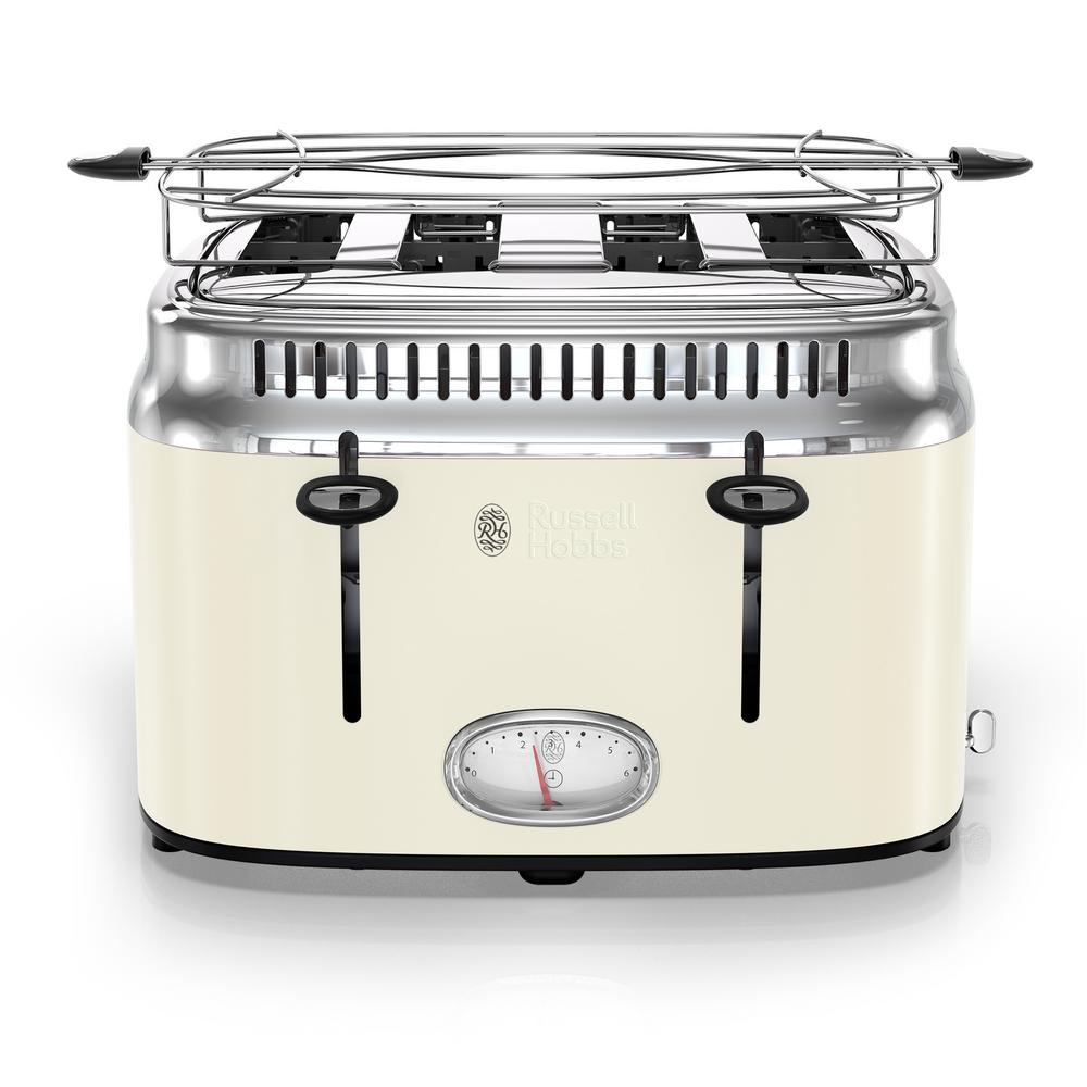 Russell Hobbs Retro Style 4Slice Cream and StainlessSteel Toaster