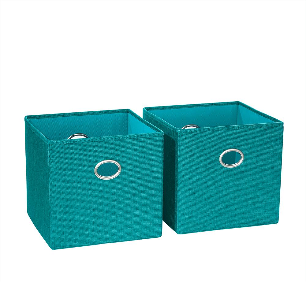 RiverRidge Home 10.5 in. x 10 in. Turquoise Folding Storage Bin (2Pack)16013 The Home Depot