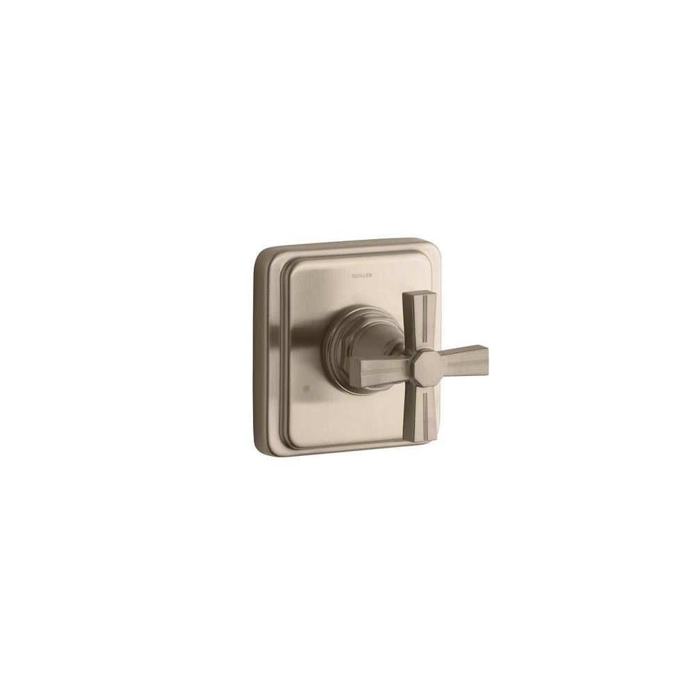 Kohler Pinstripe 1 Handle Transfer Valve Trim Kit In Vibrant Brushed Bronze With Cross Handle 1193