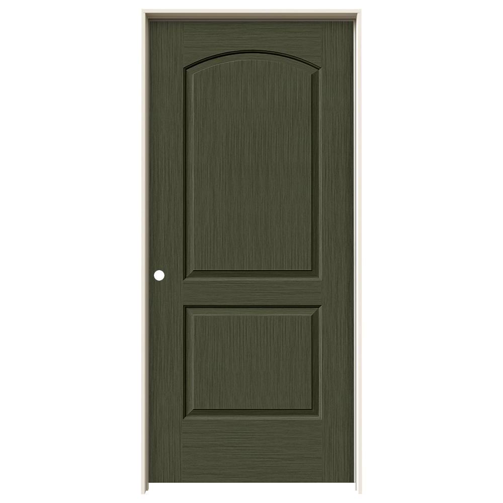 Jeld Wen 36 In X 80 In Continental Juniper Stain Right Hand Solid Core Molded Composite Mdf Single Prehung Interior Door