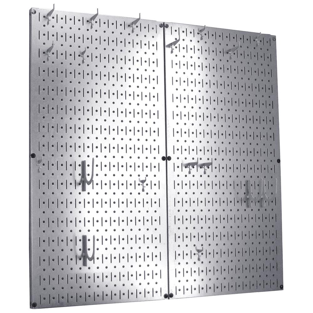 Wall Control Kitchen Pegboard 32 in. x 32 in. Steel Peg Board Pantry Organizer Kitchen Pot Rack Metallic Pegboard and White Peg Hooks 31-KTH-210 GVW - The Home Depot
