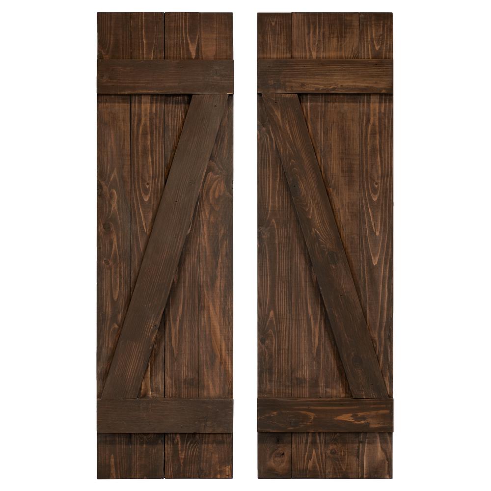 Dogberry Collections 14 in. x 48 in. Board and Batten Z Shutters Pair
