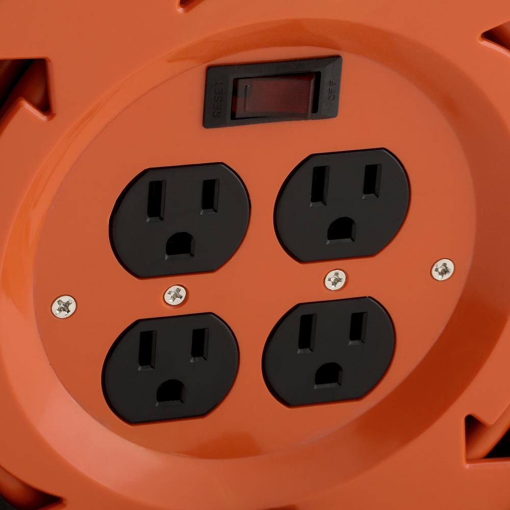 HDX Extension Electrical Cord Ree 4 Outlets 20 ft 16/3 Retractable ...