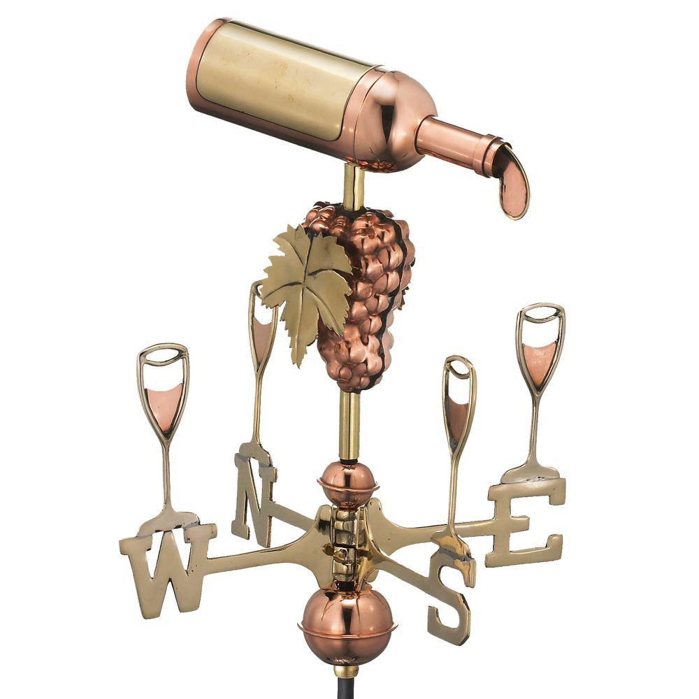 Good Directions Wine Bottle Cottage Weathervane Pure Copper with Roof