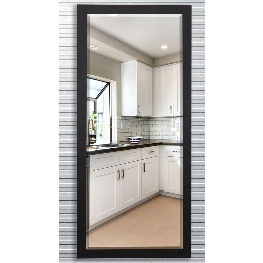 30 25 In X 71 Black Satin Wide Beveled Oversized Full Body Mirror